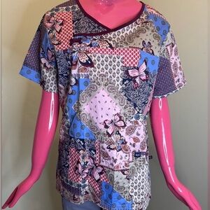 Women's Patchwork Butterfly Short Sleeve Tee